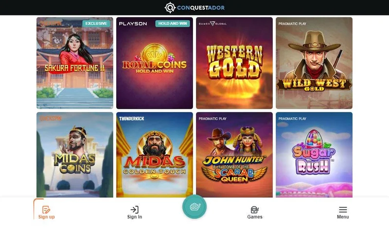 Conquestador Casino Game Collection - Premium Slots and Live Tables